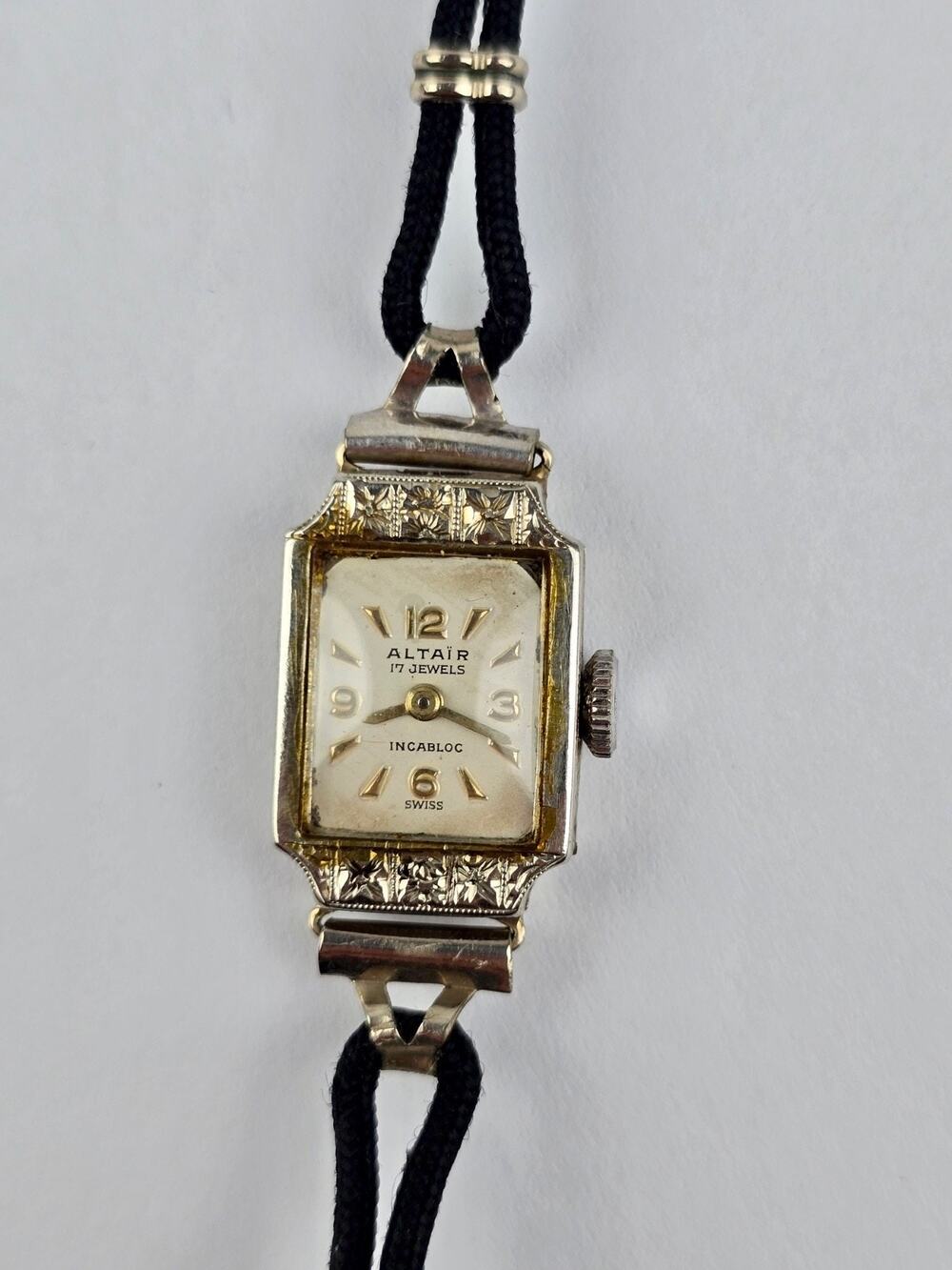 Altair 14k white gold ladies mechanical watch Jos. Boillat 17j Wind-Up Working